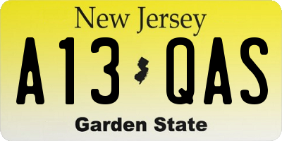 NJ license plate A13QAS