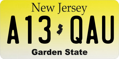 NJ license plate A13QAU