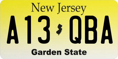NJ license plate A13QBA