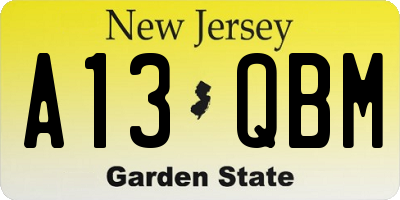 NJ license plate A13QBM