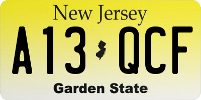 NJ license plate A13QCF