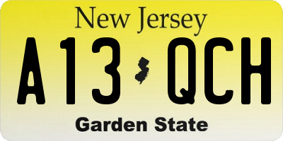 NJ license plate A13QCH