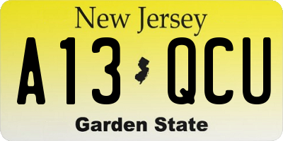 NJ license plate A13QCU