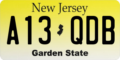 NJ license plate A13QDB