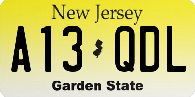 NJ license plate A13QDL