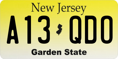 NJ license plate A13QDO