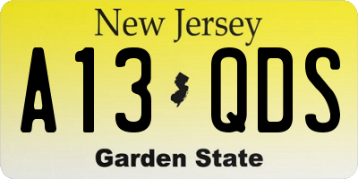 NJ license plate A13QDS