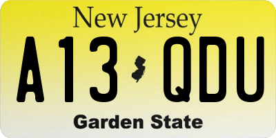NJ license plate A13QDU