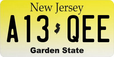NJ license plate A13QEE