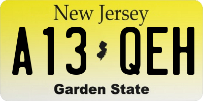 NJ license plate A13QEH