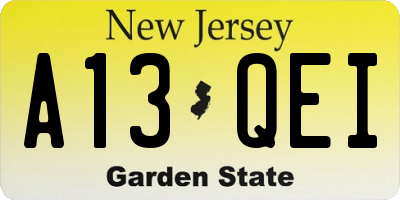 NJ license plate A13QEI