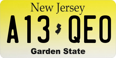NJ license plate A13QEO