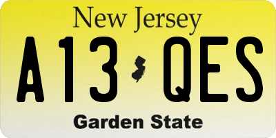 NJ license plate A13QES