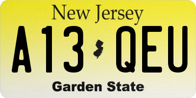 NJ license plate A13QEU
