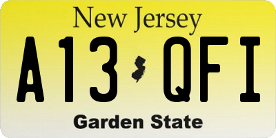 NJ license plate A13QFI