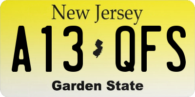 NJ license plate A13QFS