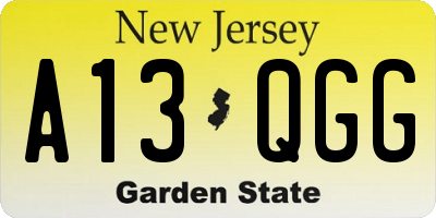 NJ license plate A13QGG