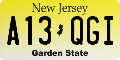 NJ license plate A13QGI