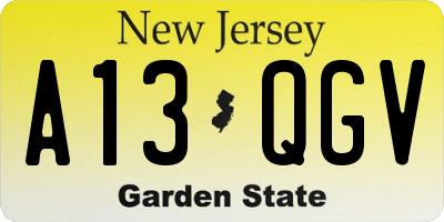 NJ license plate A13QGV