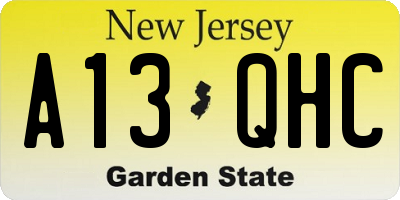 NJ license plate A13QHC