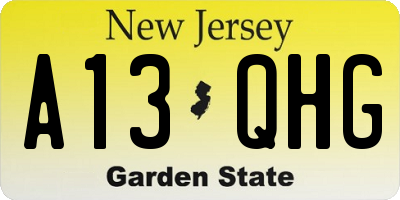 NJ license plate A13QHG