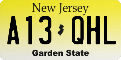 NJ license plate A13QHL