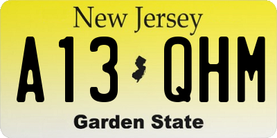 NJ license plate A13QHM