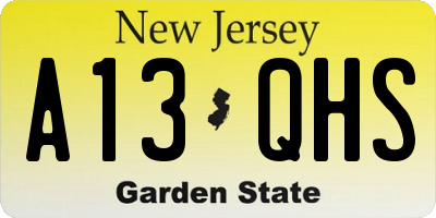NJ license plate A13QHS