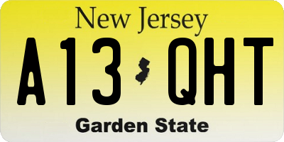 NJ license plate A13QHT