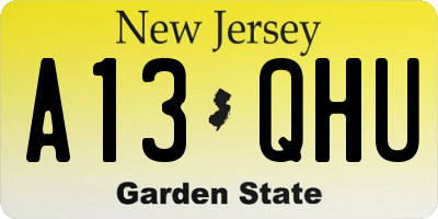 NJ license plate A13QHU