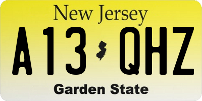 NJ license plate A13QHZ