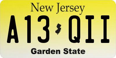 NJ license plate A13QII