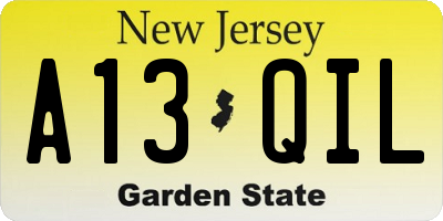 NJ license plate A13QIL