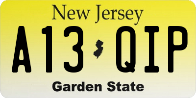 NJ license plate A13QIP