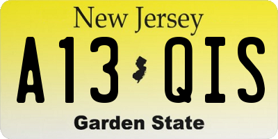 NJ license plate A13QIS