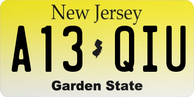 NJ license plate A13QIU