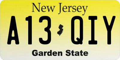 NJ license plate A13QIY
