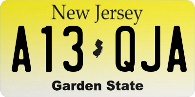 NJ license plate A13QJA