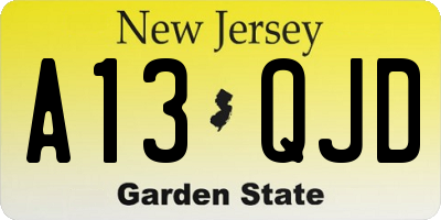NJ license plate A13QJD