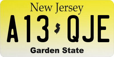 NJ license plate A13QJE