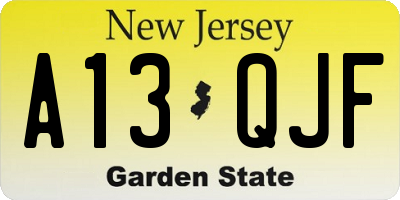 NJ license plate A13QJF