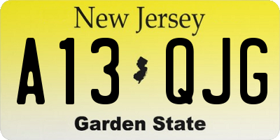 NJ license plate A13QJG