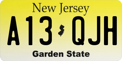 NJ license plate A13QJH