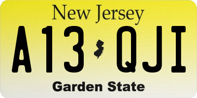 NJ license plate A13QJI
