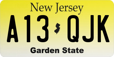 NJ license plate A13QJK