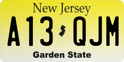 NJ license plate A13QJM