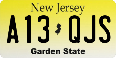 NJ license plate A13QJS