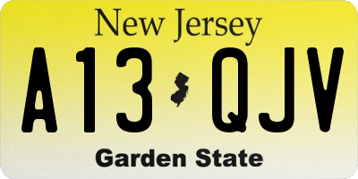NJ license plate A13QJV