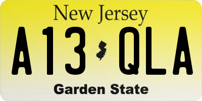 NJ license plate A13QLA