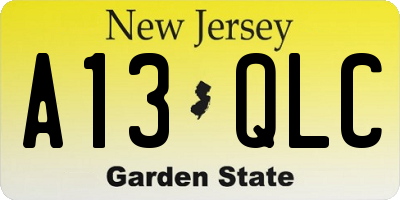 NJ license plate A13QLC